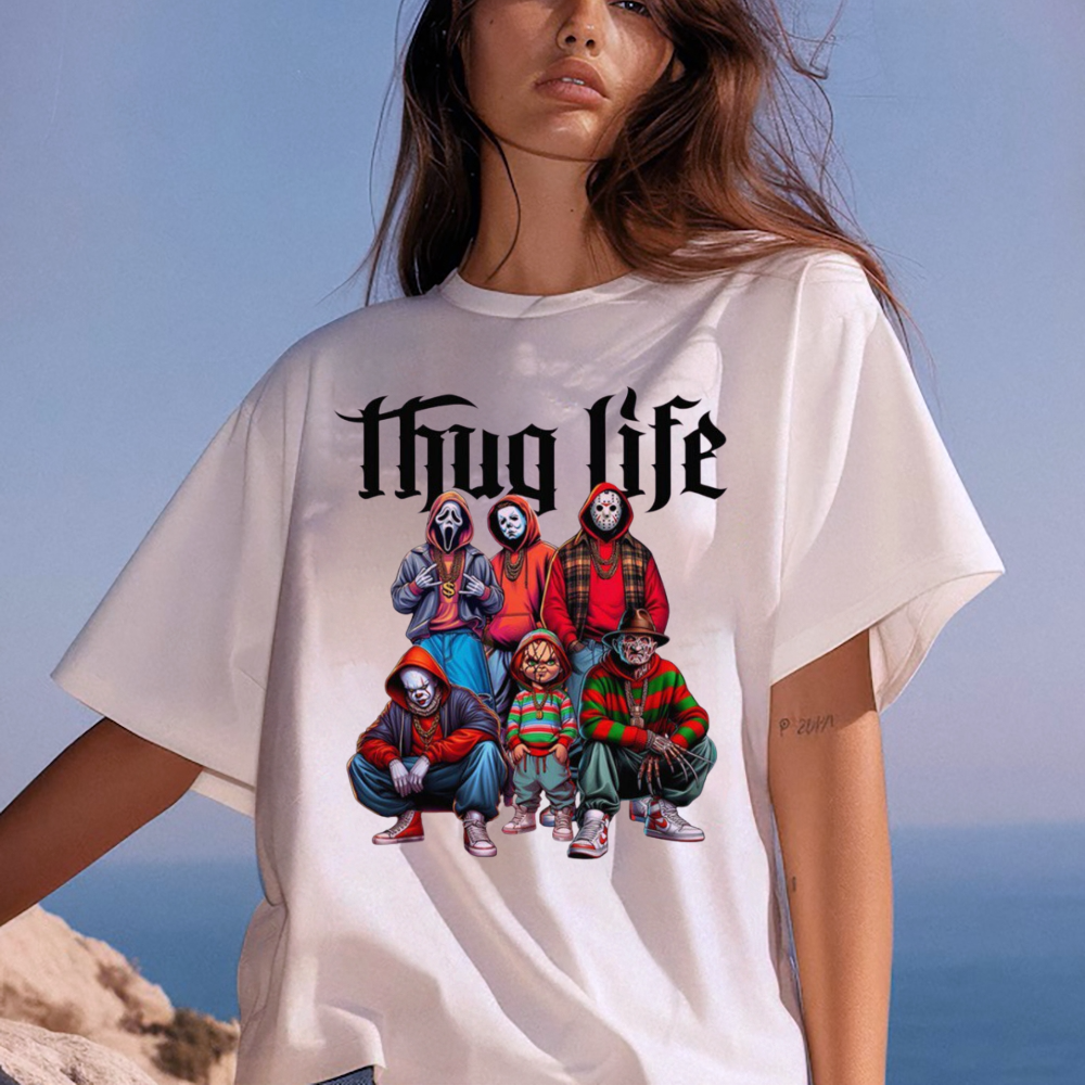 Thug Life Horror Movies Characters T-shirt