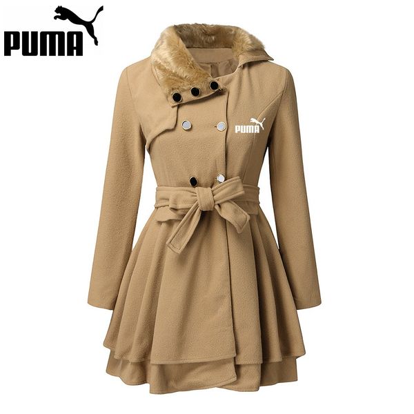 PUMA® Dámsky vlnený kabát strednej dĺžky plus size