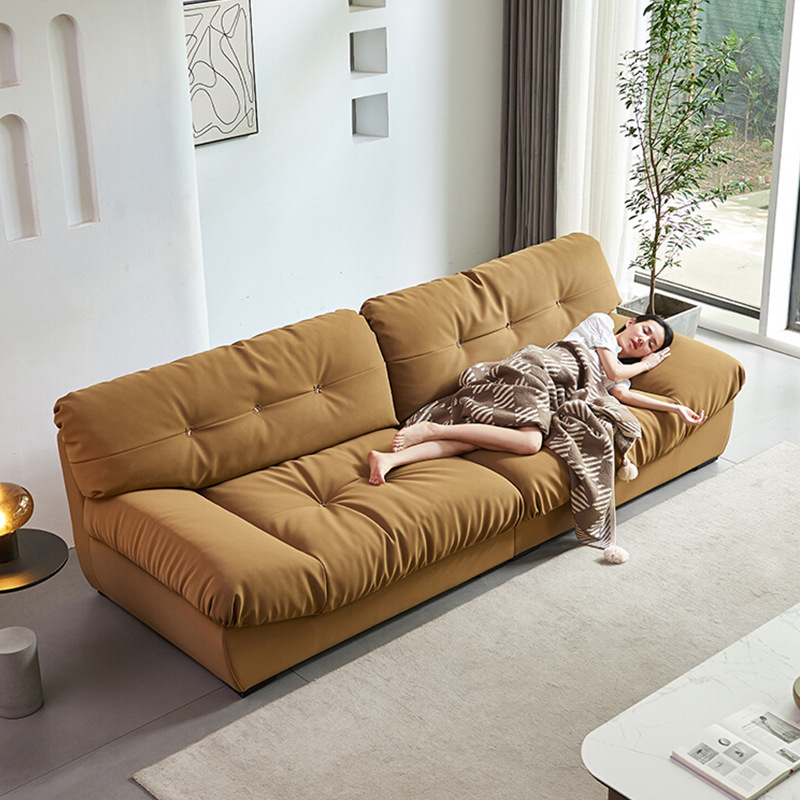 Light Luxury Frosted Leather Art Cloud Sofa Baxter Straight Row Living Room Small Unit Modern Simple Down Sofa