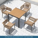 4 Erqi chairs+80x80cm plastic wood square table