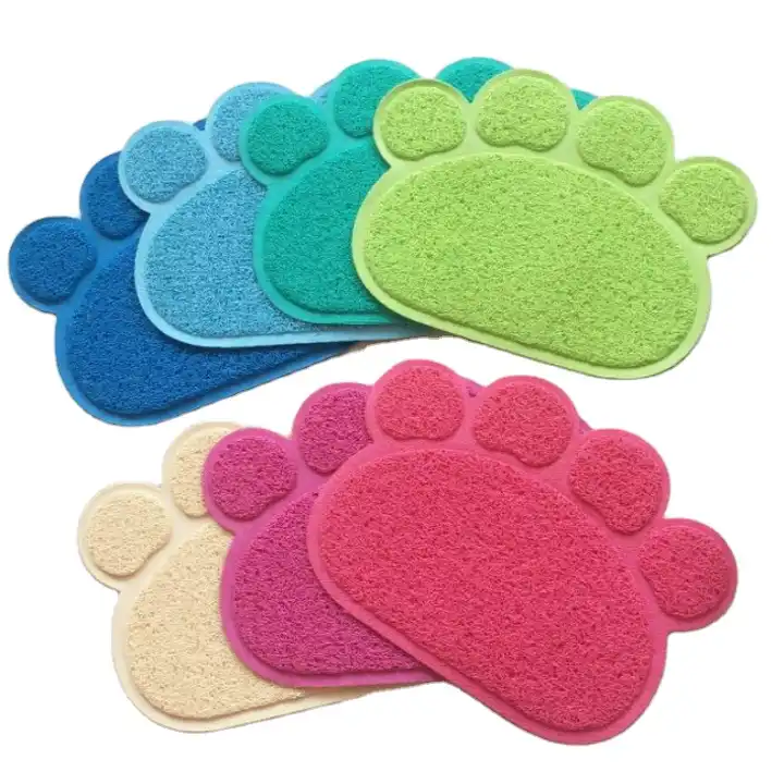 Cheap Wholesale Kitty Premium PVC Waterproof Soft Paw Shape Small Pet Mat Cat Litter Mat Litter Trapping Mat