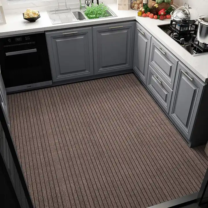Non-slip seven stripe rib indoor mat PVC kitchen rugs set of 2 kitchen runner rugs non-slip foot mats for kitchen