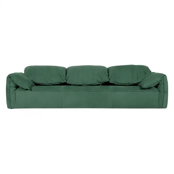 Minimalist leather sofa living room simple modern straight top layer leather sofa