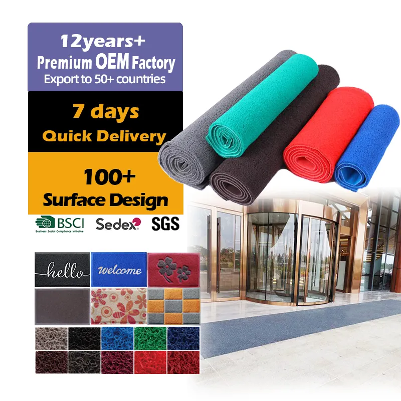 high quality Comfortable non slip cushion door mat anti fatigue pvc coil mat floor plastic mat rolls