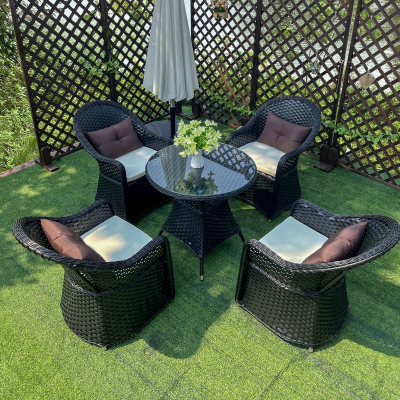 Outdoor waterproof and sunscreen furniture, courtyard garden, homestay, living room, rattan weaving chair combination, outdoor balcony, leisure tables and chairs   