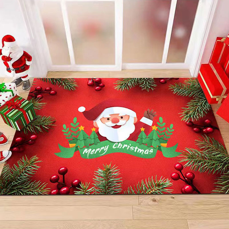 Christmas Floor Mat Holiday Door Mat Crystal Velvet Christmas Floor Mat Cartoon mat
