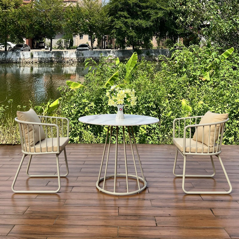 Courtyard Garden Outdoor Metal Tables and Chairs Coffee Shop Milk Tea Shop Creative Waterproof and Sunscreen Iron Chair Tea Table Combination