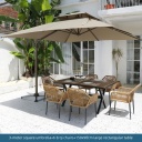 3-meter square umbrella+6 Erqi chairs+150x90cm large rectangular table