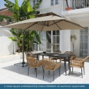 3-meter square umbrella+6 Erqi chairs+160x80cm all aluminum rectangular table
