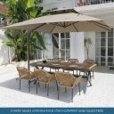 3-meter square umbrella+6 Erqi chairs+220x90cm large rectangular table
