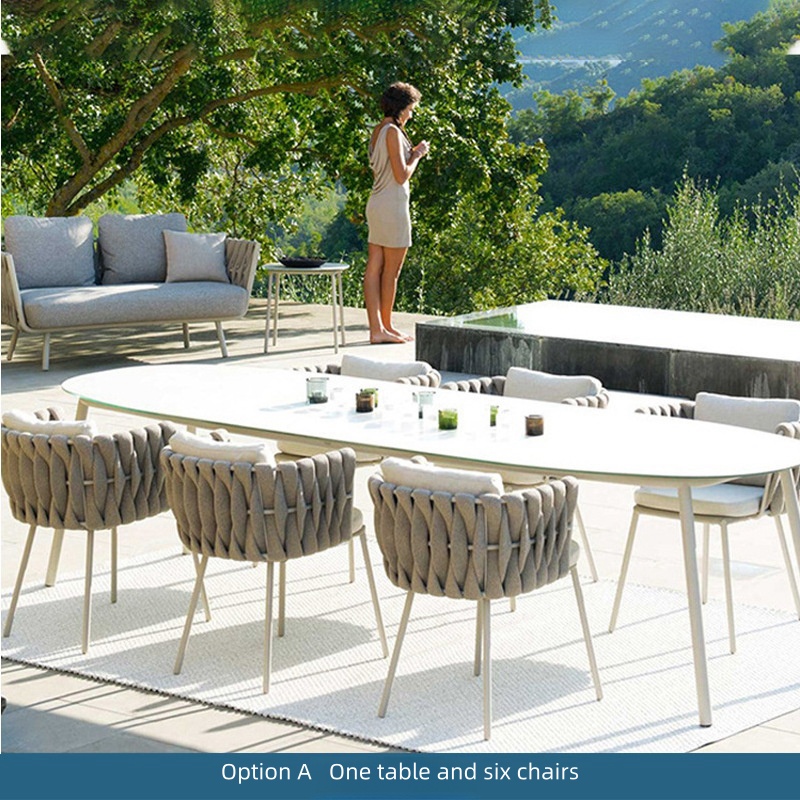 Outdoor courtyard tables, chairs, terraces, garden hotels, homestays, leisure outdoor rattan chairs, dining tables, waterproof and sun proof furniture