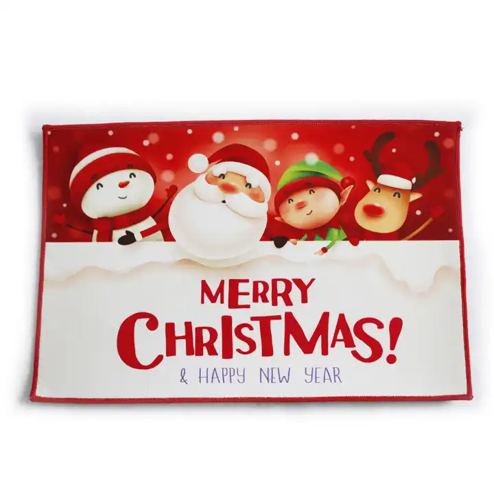 Funny Custom Printed Polyester Christmas Welcome Mat Door Mats For Home Entrance