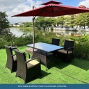 One table and four chairs+sunshade umbrella，