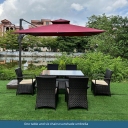 One table and six chairs+sunshade umbrella，