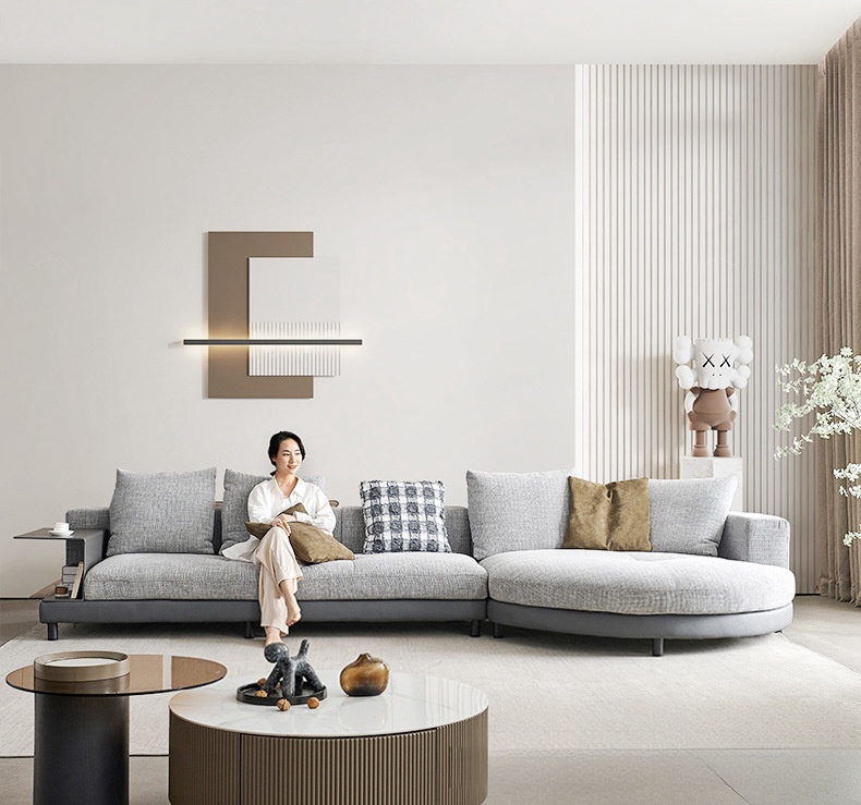 Italian minimalist fabric sofa living room minimalist modern luxury living room corner high-end new style sofa quiet style