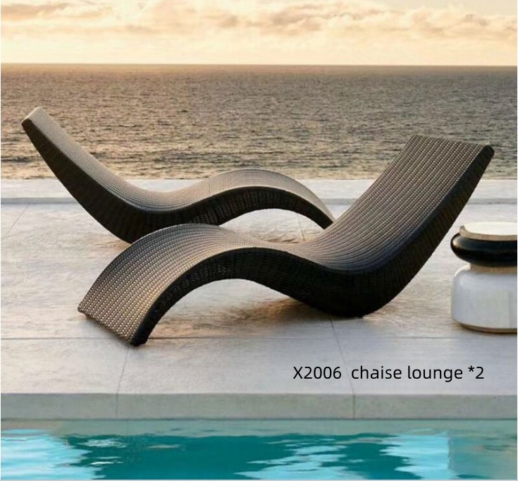 Customize outdoor garden terrace villa balcony swimming pool grapevine-woven lounge chairs