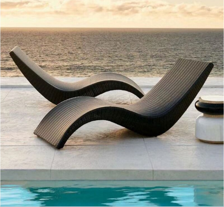 Outdoor Garden Terrace Villa Balcony Swimming Pool Vine Weaving Lounge Chair