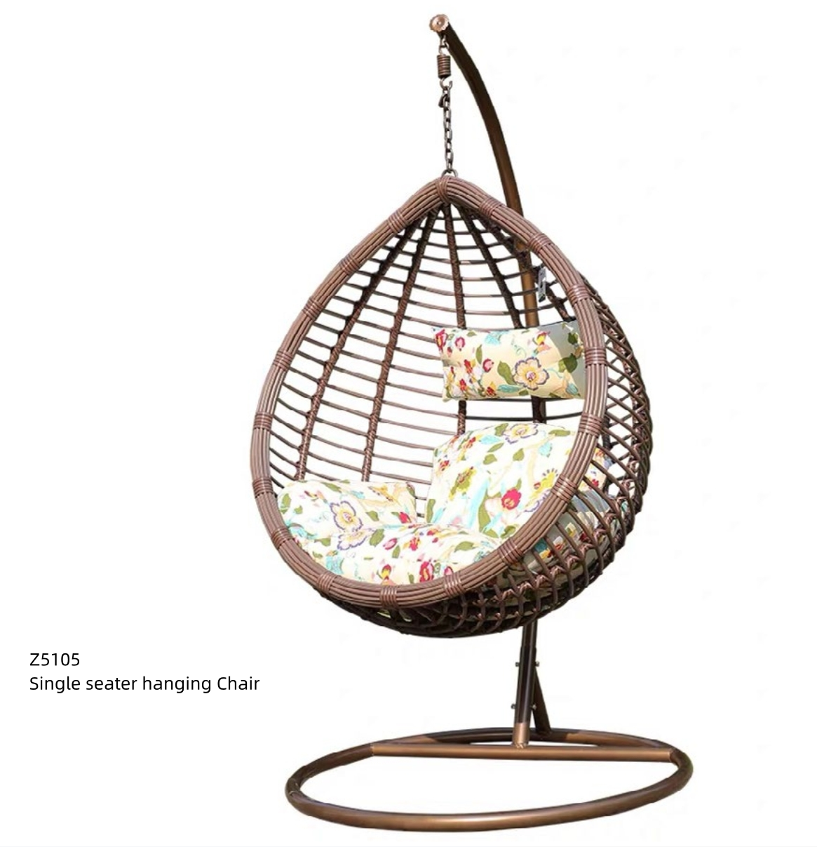 Hot Sale Garden Furniture Rattan Swing Egg Chair with Stainless Stand Outdoor Patio Rocking Chair
