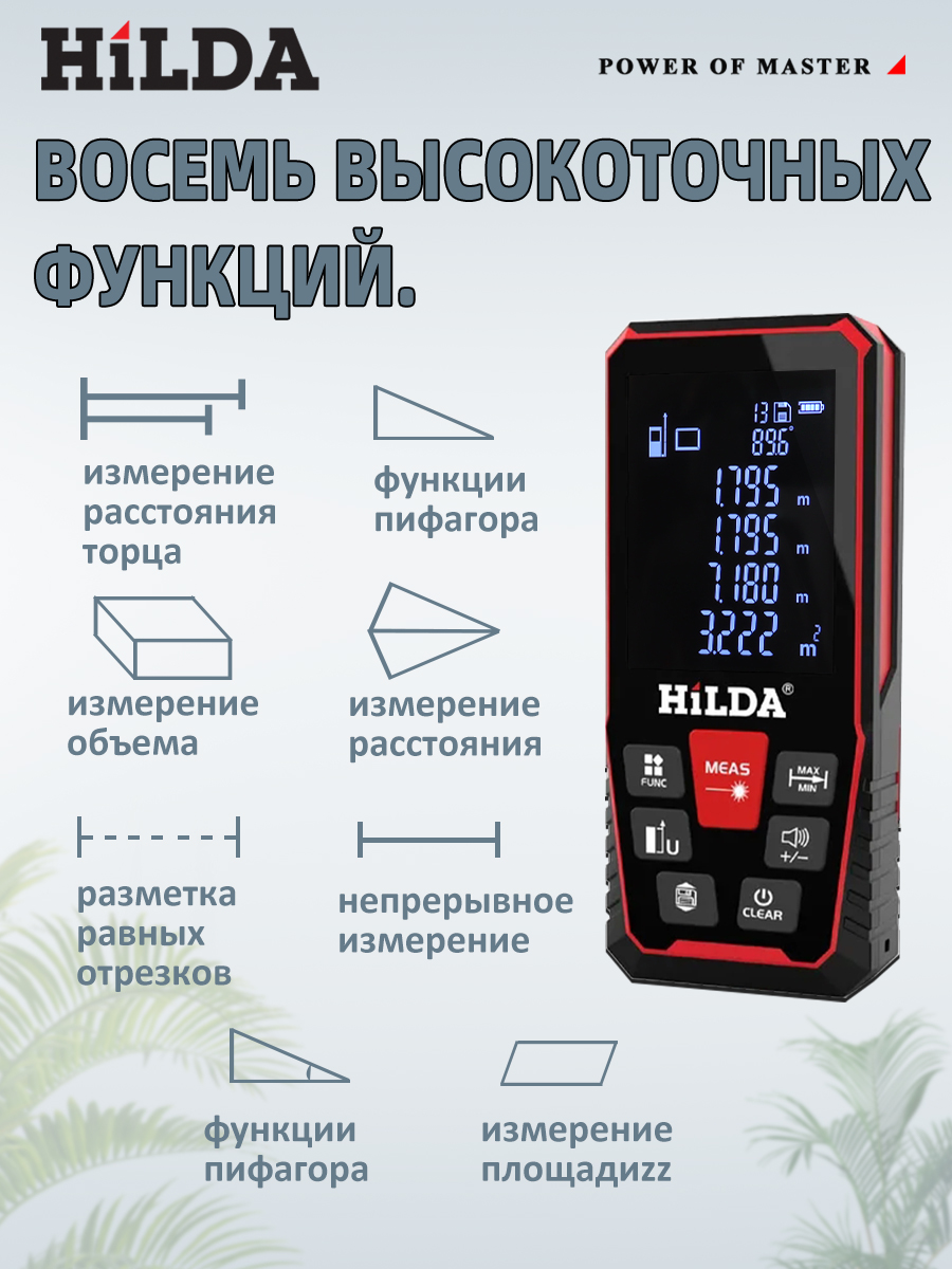 HILDA Лазерный дальномер рулетка для строительства и ремонта 120M