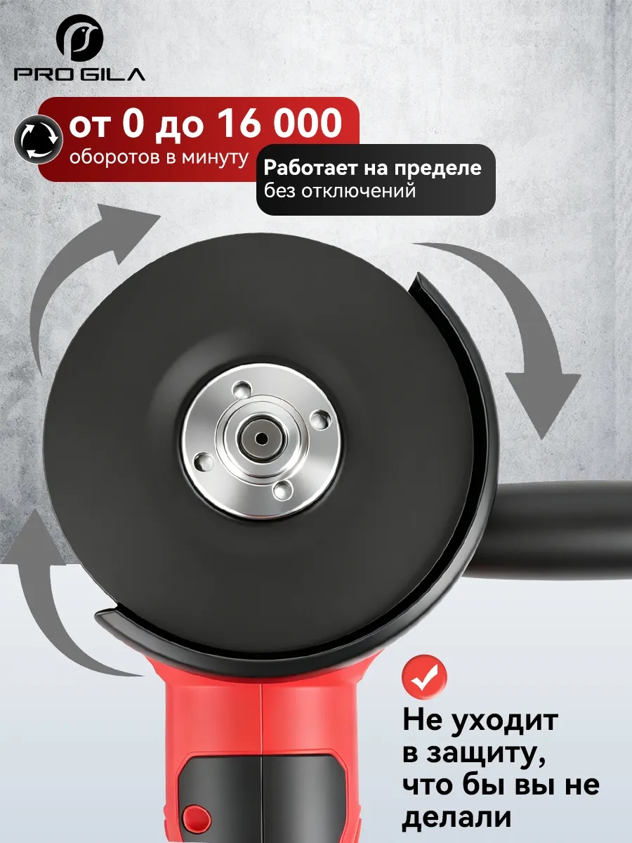 Болгарка на аккумуляторе, шлифовальная машина (Нет батареи)