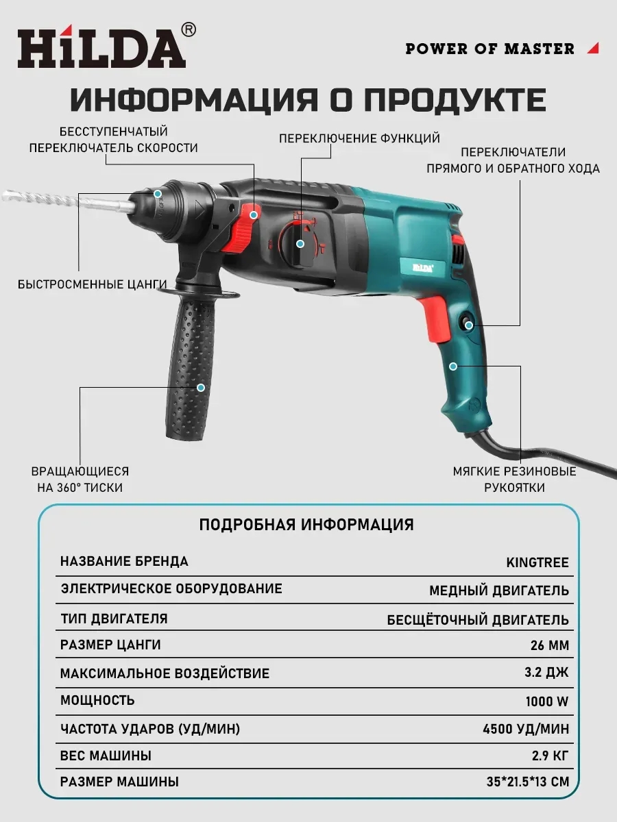 Hilda Перфоратор профессиональный со сменным патроном