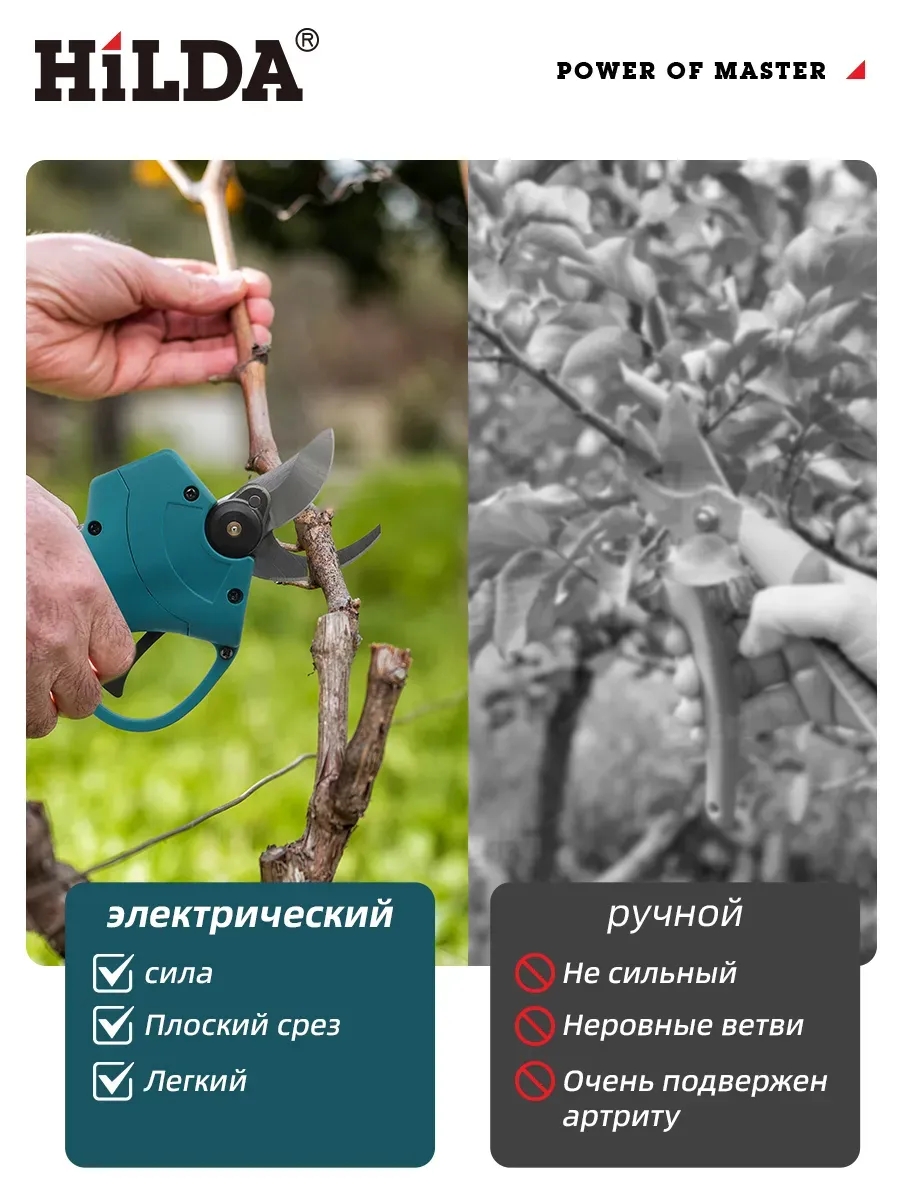Секатор аккумуляторный садовый бесщеточный