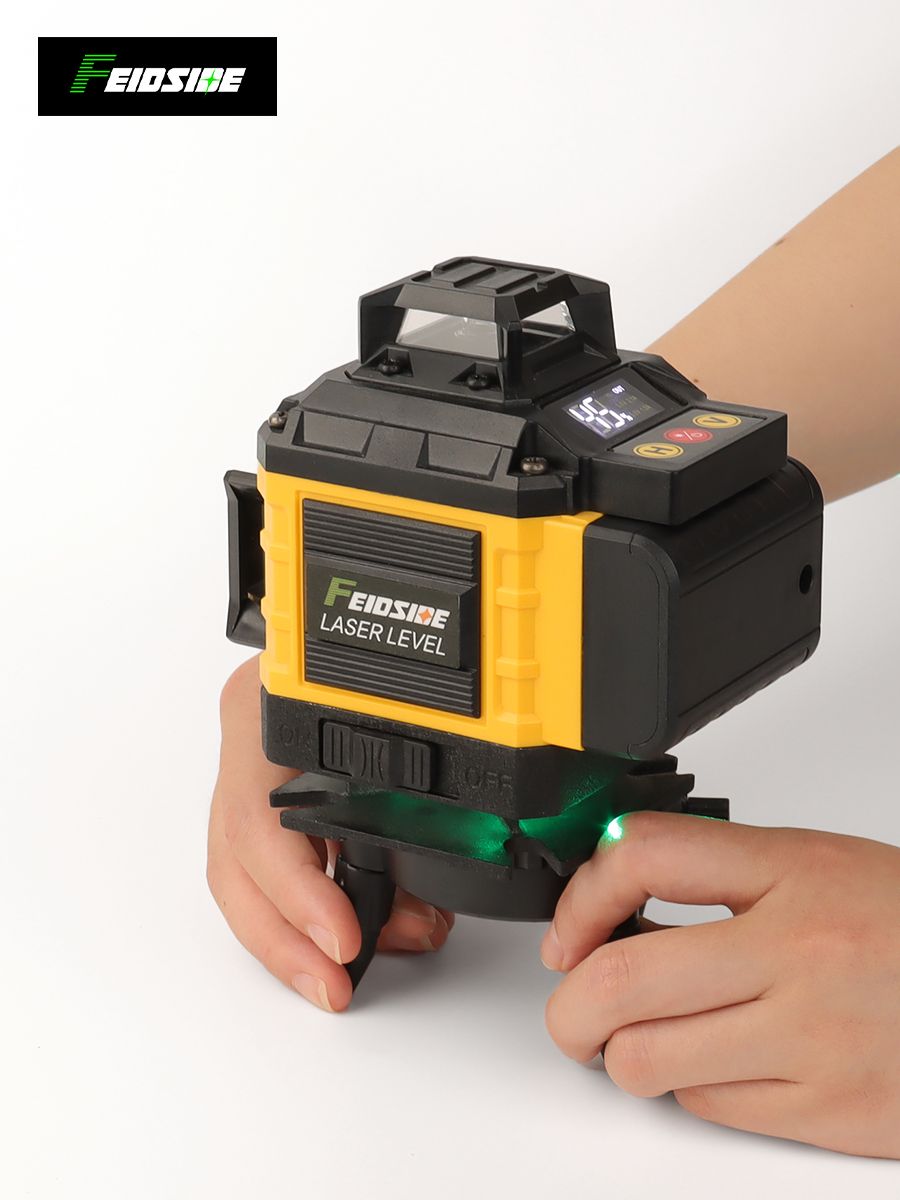 Лазерный уровень,Зеленый луч,4D 16 Линий,Дисплей заряда батареи,2 Батарейки Комплект