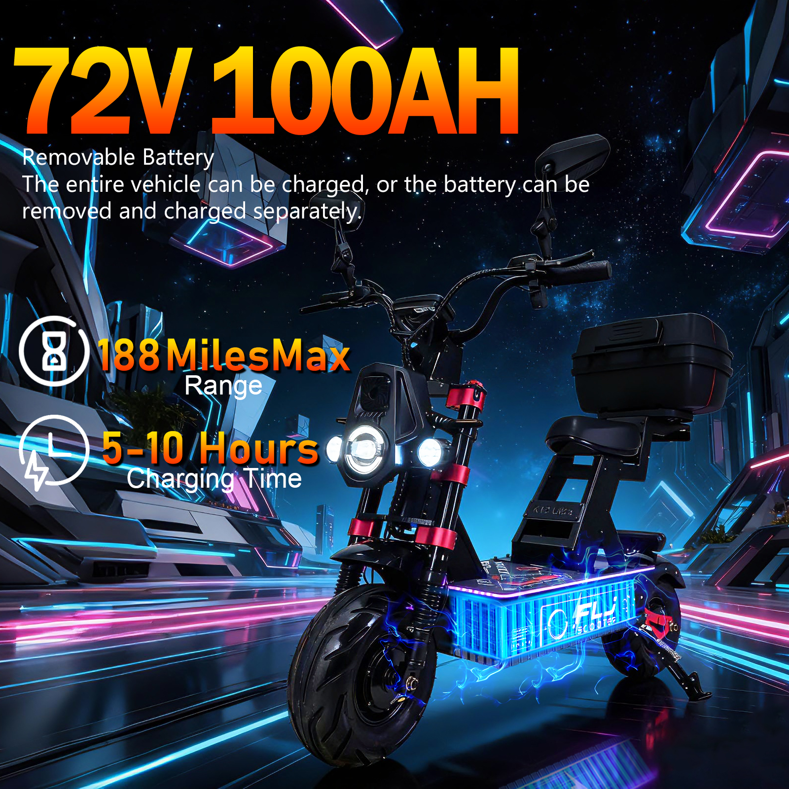 Newest US Stock K13 Ultra 13 Inch Tire 72V 12000W Electric Scooter with App and NFC Fast Speed 100km/h Scooter