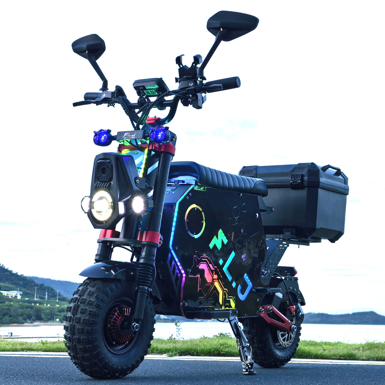 US Stock 14 Inch Tire 72V 12000W Fastest Electric Scooter Mountain Powerful 100 km/h Max Speed Scooter with App NFC 