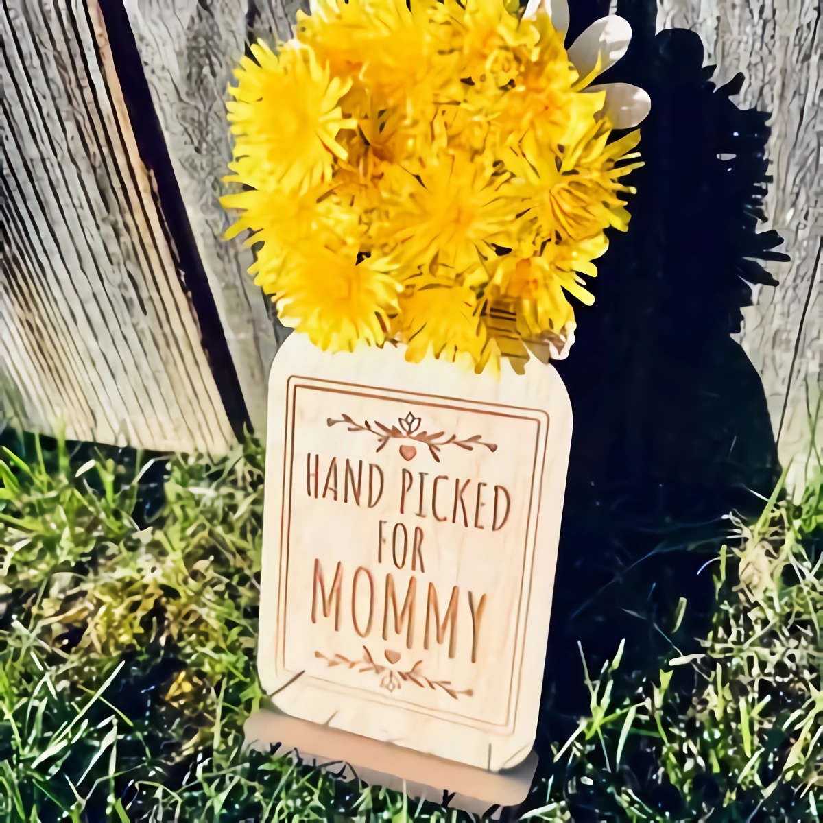 Picked For Mommy Wooden Flower Stand