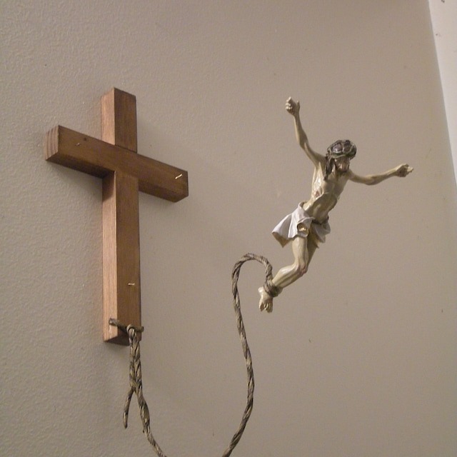 Wall Bungee Jumping Jesus Cross Ornament