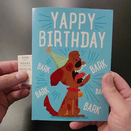 BARKING BIRTHDAY 🐶🔊 - JOKER GREETING PRANK CARD (GLITTER + SOUND)