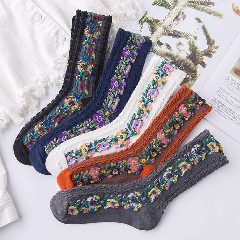🎁New Year Sale🎁Vintage Embroidered Floral Women Socks