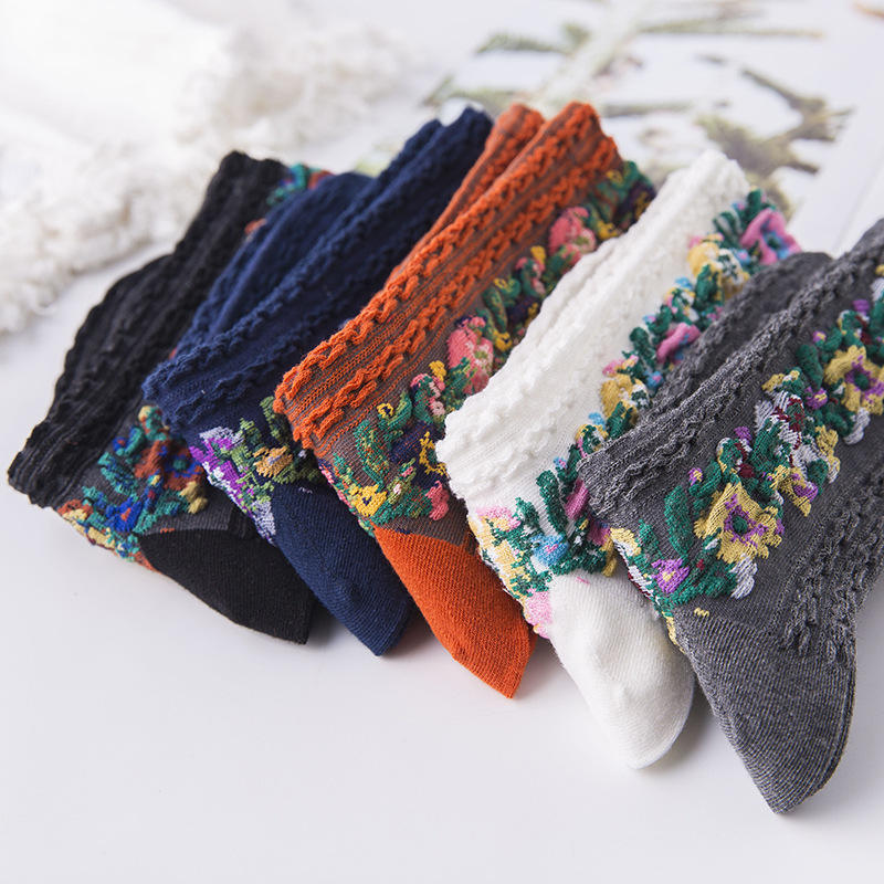 🎁New Year Sale🎁Vintage Embroidered Floral Women Socks