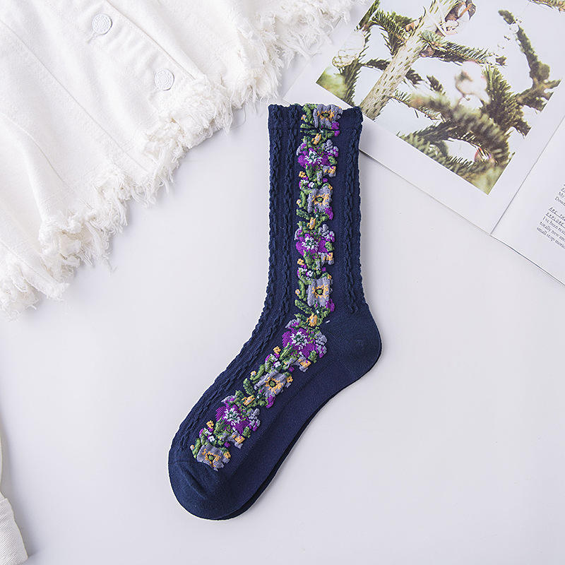 🎁New Year Sale🎁Vintage Embroidered Floral Women Socks