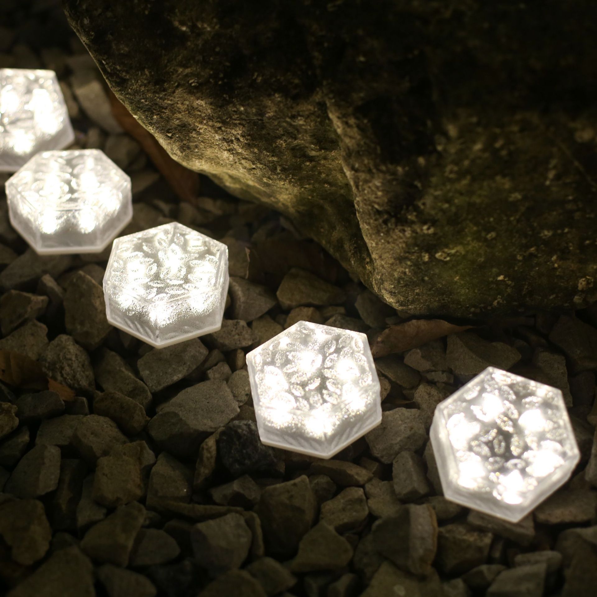 Solar LED Ice Cube Brick Waterproof Pathway Lights