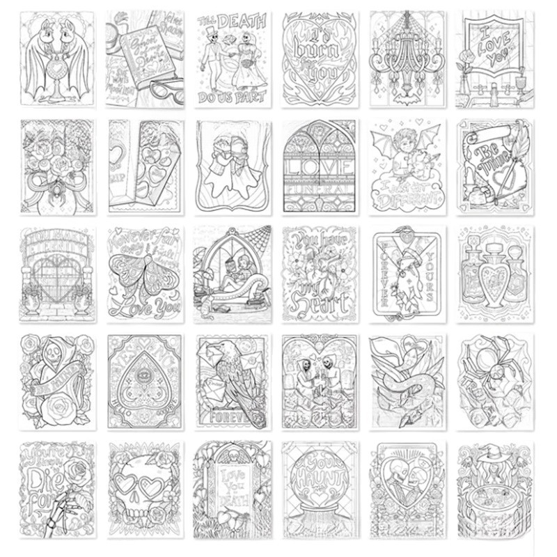 🖤Waiting for the Night: Gothic Love Coloring Book 🥀🦇