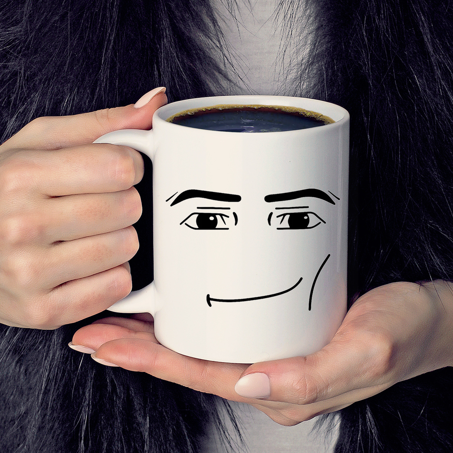 🤣roblox Man Face And Woman Face Ceramic Mug☕ 