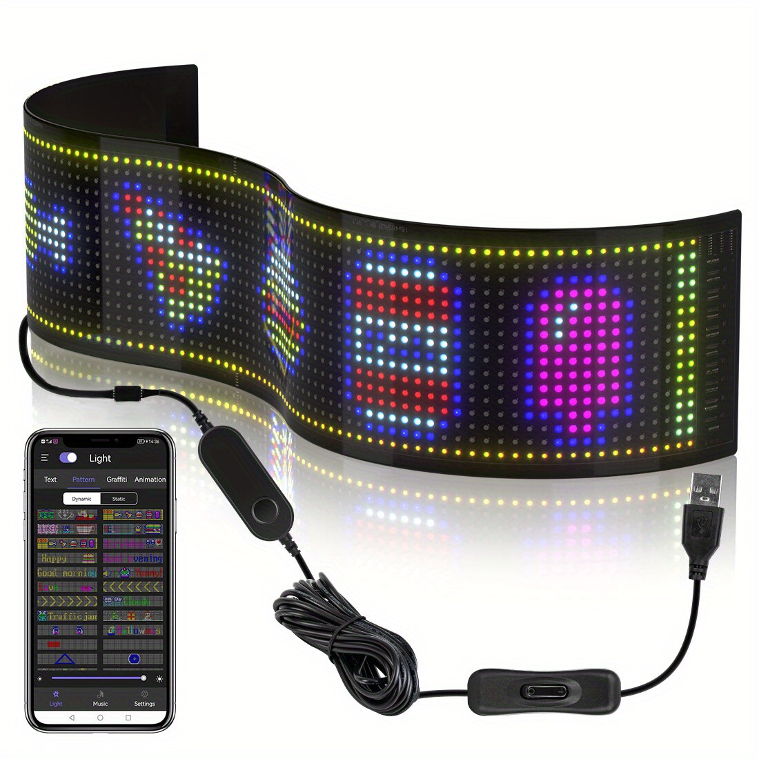 Ultra-Thin flexible USB car LED Bluetooth advertising screen