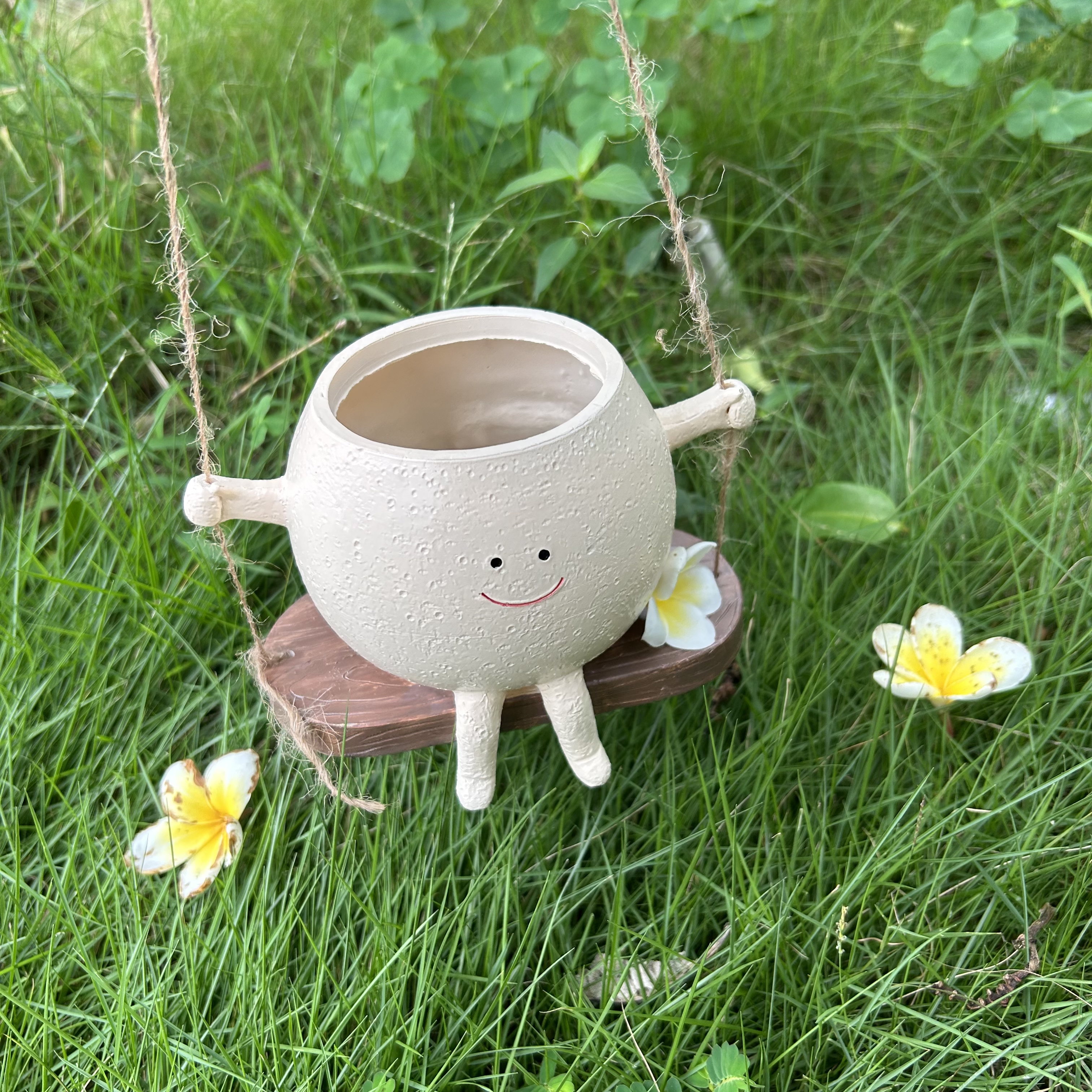 🌱Cute Planter-Smiling Man On A Swing😊