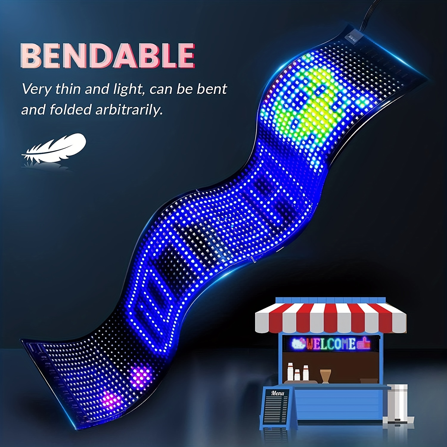 Ultra-Thin flexible USB car LED Bluetooth advertising screen