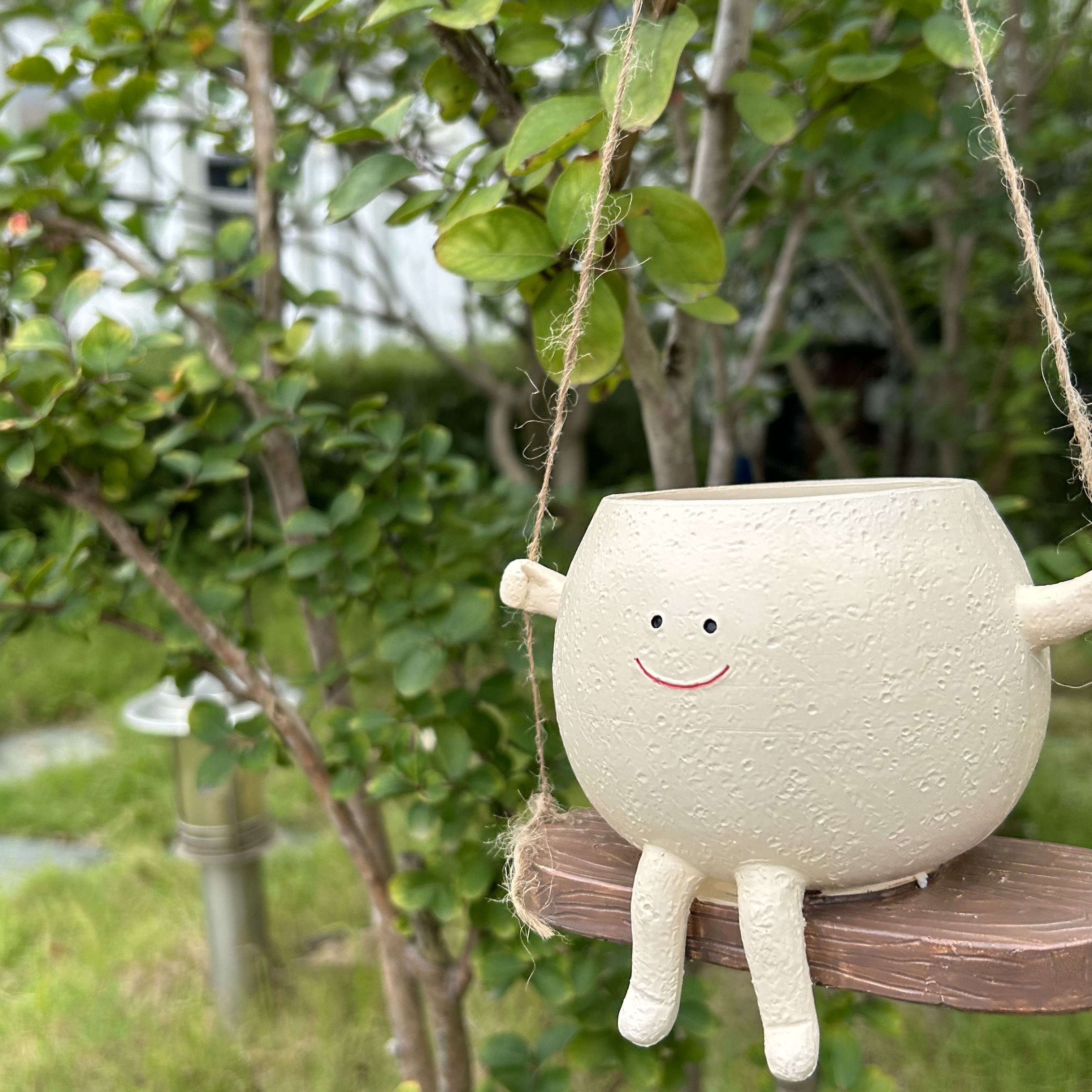 🌱Cute Planter-Smiling Man On A Swing😊