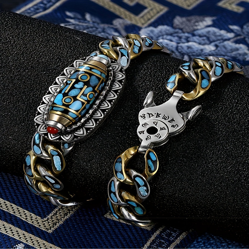 ✨Turquoise Six-character Mantra Nine-eyed Dzi Bead Bracelet