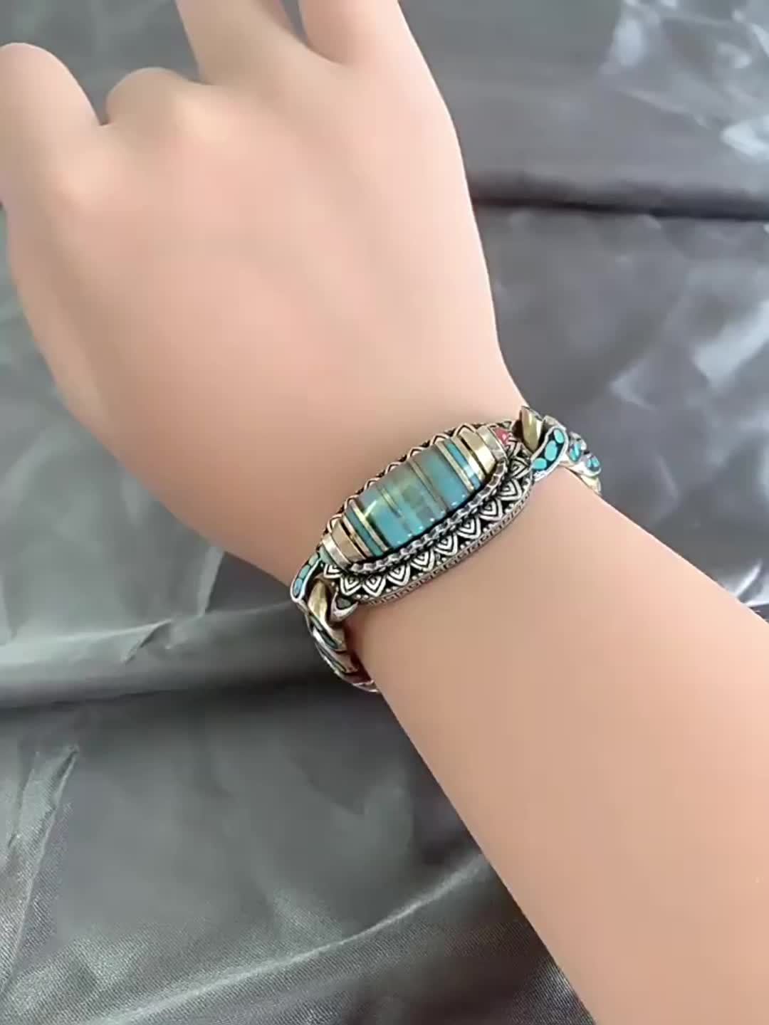 ✨Turquoise Six-character Mantra Nine-eyed Dzi Bead Bracelet