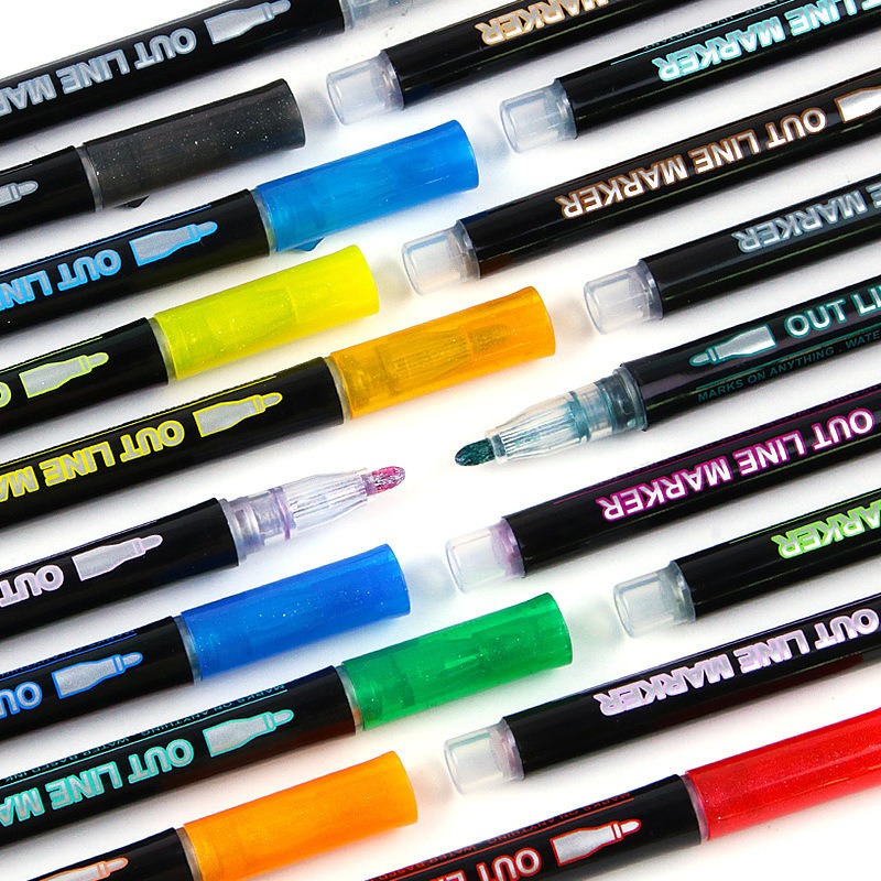 🎈Back-to-School🚌Colorful Double Line Outline Pen