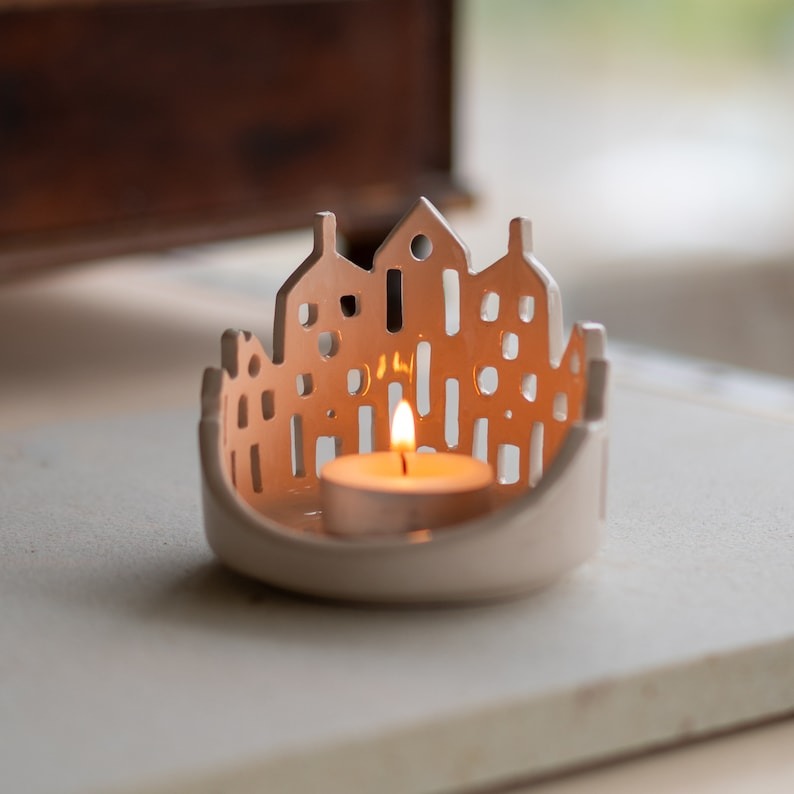 Cityscape Candle Holder Cozy Ambiance Unique Holiday Gift