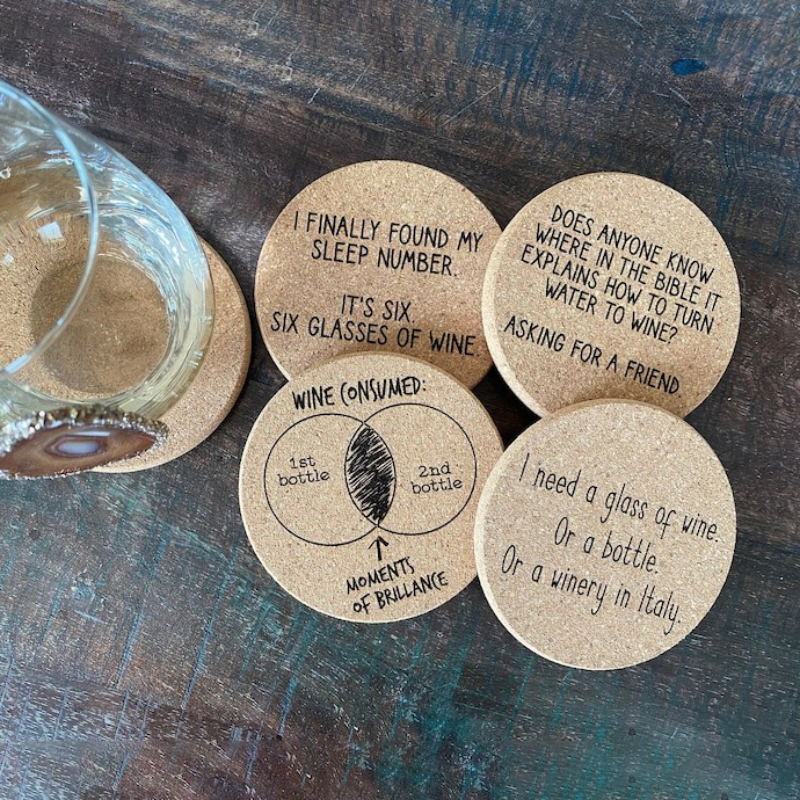 😂Humorous Cork Wine Coasters