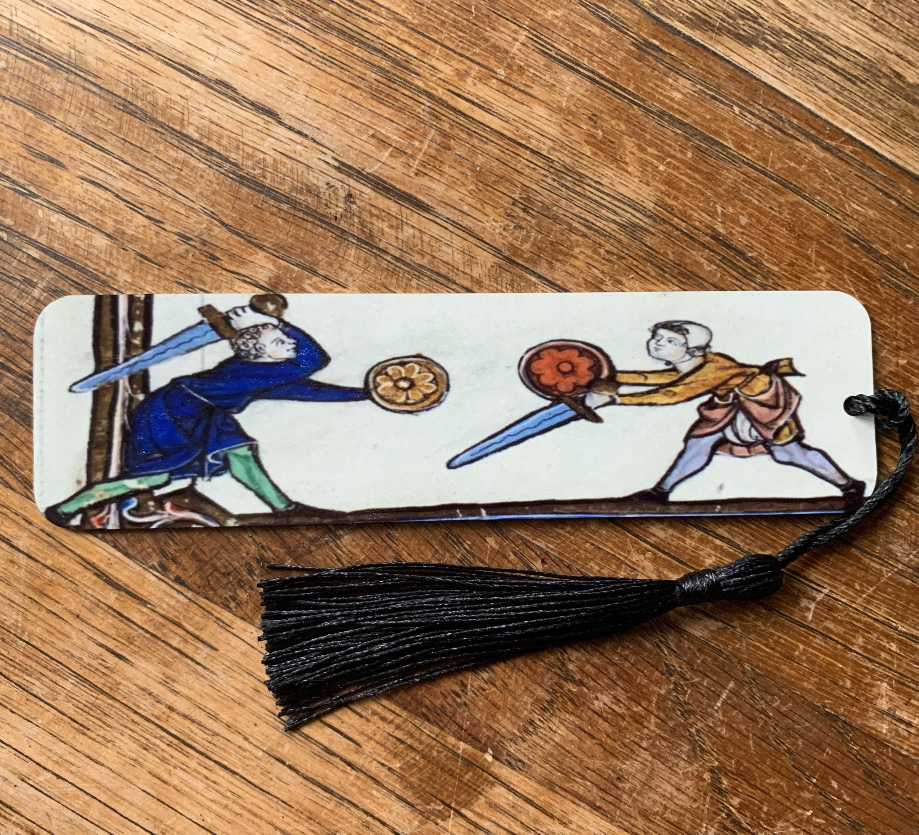 Medieval book narration painted pattern metal bookmark