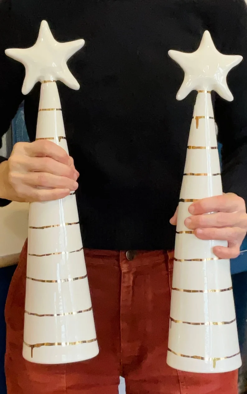 Ceramic Christmas Tree, Small Batch Pottery, Whimsical Christmas, happy art