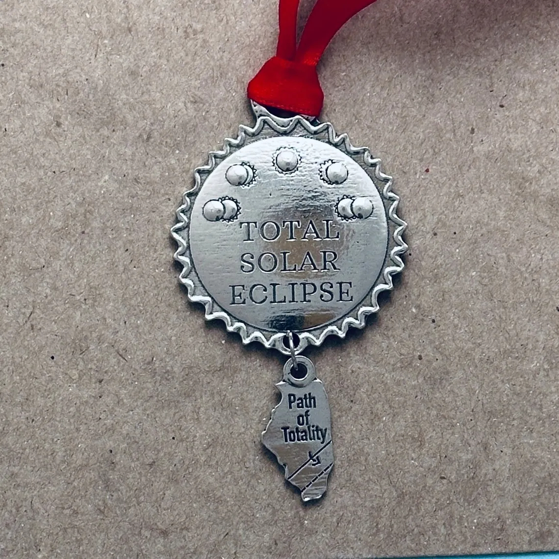 2024 Total Solar Eclipse Pewter Ornament - North American Eclipse Souvenir